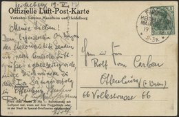 PIONIERFLUGPOST 1909-1914 9/02 BRIEF, 19.5.1912, Heidelberg-Mannheim, Sonderstempel, Minimal Fleckige Prachtkarte - Aerei
