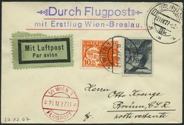 ERST-UND ERÖFFNUNGSFLÜGE 27.17.07 BRIEF, 21.4.1927, Wien-Brünn, Prachtbrief - Zeppelin