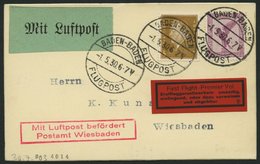 ERST-UND ERÖFFNUNGSFLÜGE 30.7.03 BRIEF, 1.5.1930, Baden Baden-Wiesbaden, Prachtkarte - Zeppelines