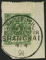 DP CHINA V 46c BrfStk, 1891, 5 Pf. Opalgrün, Oben Mit Steg, Stempel KDPAG SHANGHAI, Prachtbriefstück - Chine (bureaux)