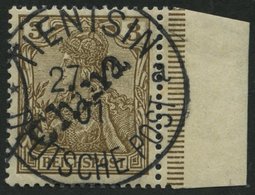 DP CHINA 8 O, 1901, 3 Pf. Handstempelaufdruck, Stempel TIENTSIN 27.1.01 (Sorte II), Rechtes Randstück, Kabinett, Fotoatt - Chine (bureaux)