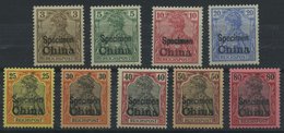 DP CHINA 15-23SP *, 1901, 3 - 80 Pf. Reichspost Mit Aufdruck SPECIMEN, Falzrest, 9 Prachtwerte, Mi. 2520.- - China (offices)