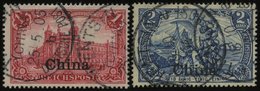 DP CHINA 24/5I O, 1901, 1 Und 2 M. Reichspost, Type I, 2 Prachtwerte, Mi. 78.- - Deutsche Post In China