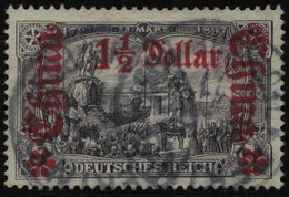 DP CHINA 36A O, 1905, 11/2 D. Auf 3 M., Ohne Wz., Gezähnt A, Stempel PEKING, Kleine Helle Stelle Sonst Pracht, Mi. 150.- - Deutsche Post In China