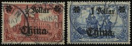 DP CHINA 44IA,45IAII O, 1906/7, 1/2 D. Auf 1 M. Und 1 D. Auf 2 M., Mit Wz., Friedensdruck, 2 Prachtwerte, Mi. 100.- - Chine (bureaux)