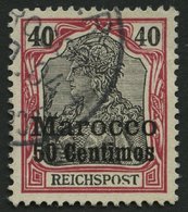 DP IN MAROKKO 13PFII O, 1900, 50 C. Auf 40 Pf. Mit Plattenfehler Reichspost Unten Angeschnitten, O In Post Meist Offen, - Morocco (offices)