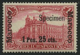 DP IN MAROKKO 16ISP *, 1900, 1 P. 25 C. Auf 1 M., Type I, Aufdruck Specimen, Falzrest, Pracht, Signiert, Mi. 180.- - Deutsche Post In Marokko