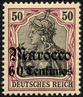 DP IN MAROKKO 28 **, 1905, 60 C. Auf 50 Pf., Ohne Wz., Postfrisch, Pracht, Gepr. Bothe, Mi. 70.- - Marruecos (oficinas)