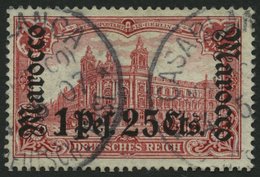 DP IN MAROKKO 30A O, 1905, 1 P. 25 C. Auf 1 M., Ohne Wz., Gezähnt A, Feinst (kleine Helle Stelle), Mi. 190.- - Maroc (bureaux)