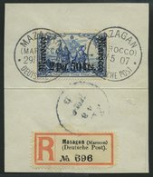 DP IN MAROKKO 31 BrfStk, 1905, 2 P. 50 C. Auf 2 M., Ohne Wz., Stempel MAZAGAN, Prachtbriefstück Mit R-Zettel - Marruecos (oficinas)