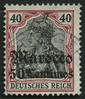 DP IN MAROKKO 40 O, 1908, 50 C. Auf 40 Pf., Mit Wz., Pracht, Gepr. Bühler, Mi. 180.- - Marruecos (oficinas)