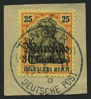 DP IN MAROKKO 50I BrfStk, 1911, 30 C. Auf 25 Pf., Mit Wz., Stempel TANGER B (CC), Prachtbriefstück - Marruecos (oficinas)