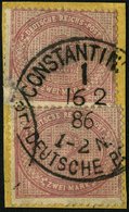 DP TÜRKEI V 37c BrfStk, 1886, 2 M. Mittelrosalila, 2x Auf Postabschnitt, Stempel Konstantinopel 6, Kleine Mängel, Feinst - Deutsche Post In Der Türkei