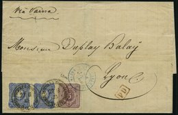 DP TÜRKEI V 32,34a Paar BRIEF, 27.8.1875, 5 Pfe. Graulila Und 20 Pfe. Ultramarin Im Waagerechten Paar (kleines Rißchen) - Deutsche Post In Der Türkei