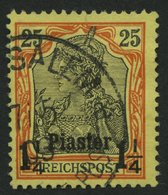 DP TÜRKEI 15PFII O, 1900, 1/4 Pia. Auf 25 Pf. Rötlichorange/gelbschwarz Auf Hellgelb Mit Abart R Von Reichspost In Der K - Turchia (uffici)