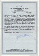 DP TÜRKEI 20IIPFII O, 1903, 5 PIA. Auf 1 M., Aufdruck Type II, Mit Plattenfehler Farbstrich Vom Rechten Fenster Im Erste - Turchia (uffici)