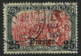 DP TÜRKEI 47a O, 1905, 25 Pia. Auf 5 M., Mit Wz., Gelblichrot Quarzend, Pracht, Mi. 120.- - Turquie (bureaux)