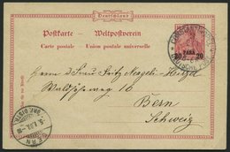 DP TÜRKEI P 7 BRIEF, 1900, 20 PARA Auf 10 Pf. Reichspost Stempel CONSTANTINOPEL 3 **, Prachtkarte In Die Schweiz - Turkse Rijk (kantoren)