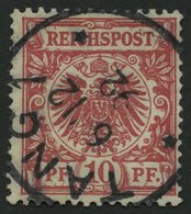 DEUTSCH-OSTAFRIKA VO 47b O, 1892, 10 Pf. Lebhaftrosarot, K1 TANGA, Pracht - Deutsch-Ostafrika