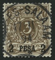 DEUTSCH-OSTAFRIKA 1I O, 1893, 2 P. Auf 3 Pf. Mittelbraun, Pracht, Gepr. Pauligk, Mi. 60.- - German East Africa