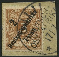 DEUTSCH-OSTAFRIKA 6b BrfStk, 1896, 2 P. Auf 3 Pf. Hellockerbraun, Stempel UJIJI, Prachtbriefstück, Mi. (55.-) - África Oriental Alemana