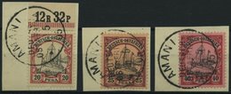 DEUTSCH-OSTAFRIKA 16-18 BrfStk, 1901, 20 - 40 Pf. Kaiseryacht, Stempel AMANI, 3 Prachtbriefstücke - Afrique Orientale