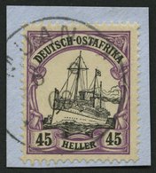 DEUTSCH-OSTAFRIKA 28b BrfStk, 1905, 45 H. Rotviolett/schwarz, Ohne Wz., Stempel MUANZA, Prachtbriefstück, Mi. (110.-) - Afrique Orientale