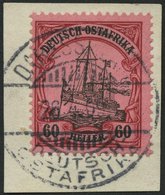 DEUTSCH-OSTAFRIKA 29 BrfStk, 1905, 60 H. Dunkelrötlichkarmin/braunschwarz Auf Mattkarminrot, Ohne Wz., Prachtbriefstück, - África Oriental Alemana