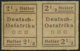 DEUTSCH-OSTAFRIKA III W2 (*), 1916, 21/2 H. Schwärzlichbraun, Type II Und I, Im Waagerechten Paar, Pracht, Mi. 350.- - Africa Orientale Tedesca