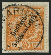 DSWA 9a BrfStk, 1899, 25 Pf. Gelblichorange, Stempel OMARURU, Senkrechte Bugspur Sonst Prachtbriefstück, Mi. 500.- - Africa Tedesca Del Sud-Ovest