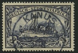 DSWA 22 O, 1900, 3 M. Violettschwarz, Ohne Wz., Stempel KANUS, Pracht, Mi. (60.-) - Africa Tedesca Del Sud-Ovest