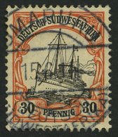 DSWA 28x O, 1911, 30 Pf. Dunkelorange/gelbschwarz Auf Chromgelb, Mit Wz., Pracht, Mi. 65.- - German South West Africa