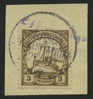 DSWA 11 BrfStk, OTJIWARONGO, Violetter Wd-Stempel (Rundschrift) Auf 3 Pf. Dunkelockerbraun, Prachtbriefstück, Signiert - German South West Africa