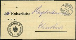 DSWA OKAHANDJA, 2.3.15, Regenmesstabelle Von OTIJOSAZU, Mit Rückseitigem Adlerstempel Des Distriktamtes, Nach Windhoek, - África Del Sudoeste Alemana