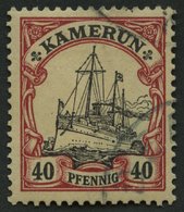 KAMERUN 13II O, 1900, 40 Pf. Karmin/schwarz Mit Abart Punkt In Der Schiffs-Seitenlinie Unterhalb Des Hinteren Schornstei - Camerun