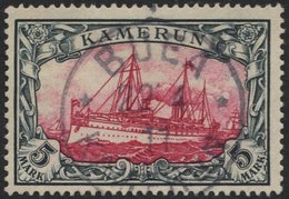 KAMERUN 19 O, 1900, 5 M. Grünschwarz/bräunlichkarmin, Ohne Wz., Stempel BUEA, Pracht, Mi. 600.- - Camerún