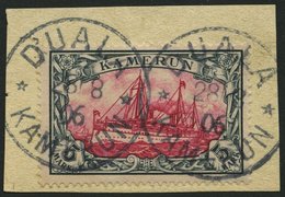 KAMERUN 19 BrfStk, 1900, 5 M. Grünschwarz/rot, Ohne Wz., Stempel DUALA, Prachtbriefstück, Mi. (600.-) - Camerun