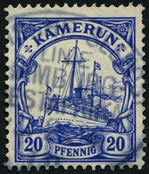 KAMERUN 23Ia O, 1914, 20 Pf. Lilaultramarin, Mit Wz., Seepost-Stempel, Ein Kurzer Zahn Sonst Pracht, Gepr. Steuer, Mi. 1 - Camerún