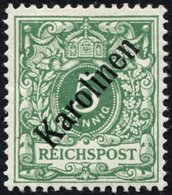 KAROLINEN 2I *, 1899, 5 Pf. Diagonaler Aufdruck, Falzreste, Pracht, Gepr. Bothe, Mi. 750.- - Karolinen