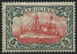 KAROLINEN 22IA *, 1915, 5 M. Grünschwarz/dunkelkarmin, Mit Wz., Friedensdruck, Falzrest, Pracht, Gepr. Jäschke-L., Mi. 2 - Caroline Islands