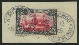 KIAUTSCHOU 17 BrfStk, 1901, 5 M. Grünschwarz/bräunlichkarmin, Ohne Wz., Stempel KIAUTSCHOU, Prachtbriefstück, Signiert, - Kiautschou