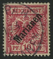 MARIANEN 3I O, 1899, 10 Pf. Diagonaler Aufdruck, Ein Brauner Zahn Sonst Pracht, Gepr. Jäschke-L., Mi. 240.- - Marianen