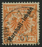 MARSHALL-INSELN 11b O, 1899, 25 Pf. Dunkelorange, Pracht, Gepr. Jäschke-L., Mi. 70.- - Marshall Islands