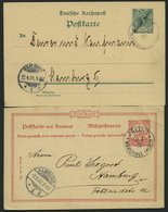 MARSHALL-INSELN P 5,8F BRIEF, 1900/02, 5 Pf. Grün Und 10/10 Pf. Karmin, Frageteil, 2 Prachtkarten Von JALUIT Nach Hambur - Marshall