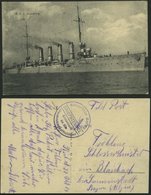 MSP VON 1914 - 1918 (Hilfsstreuminendampfer PRINZ ADALBERT), 22.10.1914, Violetter Briefstempel, Feldpost-Ansichtskarte - Maritime