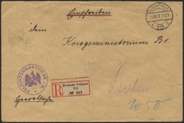 DT. FP IM BALTIKUM 1914/18 DEUTSCHE FELDPOST 915 * A, 1.10.17, Auf Heeressache, Einschreiben An Das Kriegsministerium B1 - Lettonie