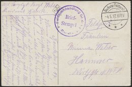 DT. FP IM BALTIKUM 1914/18 Feldpoststation Nr. 211, 4.5.17, Mit Tarnstempel DEUTSCHE FELDPOST ***, Auf Farbiger Ansichts - Lettonia