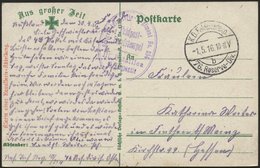 DT. FP IM BALTIKUM 1914/18 K.D. FELDPOSTEXP. 76. RESERVE DIV. B, 1.5.16, Auf Farbiger Ansichtskarte (Alarm Einer Kavalle - Latvia
