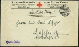 FELDPOST I.WK 1916, Vordruckbrief Der Auskunftsstelle Vom Roten Kreuz In Dresden, Violetter L1 Heeressache, Rückseitiges - Usati