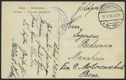 FELDPOST I.WK 1916, Feldpost-Ansichtskarte Mit Violetten Briefstempel KAISERLICHE MARINE - SEE-FLUGSTATION LIBAU Der K.D - Gebraucht